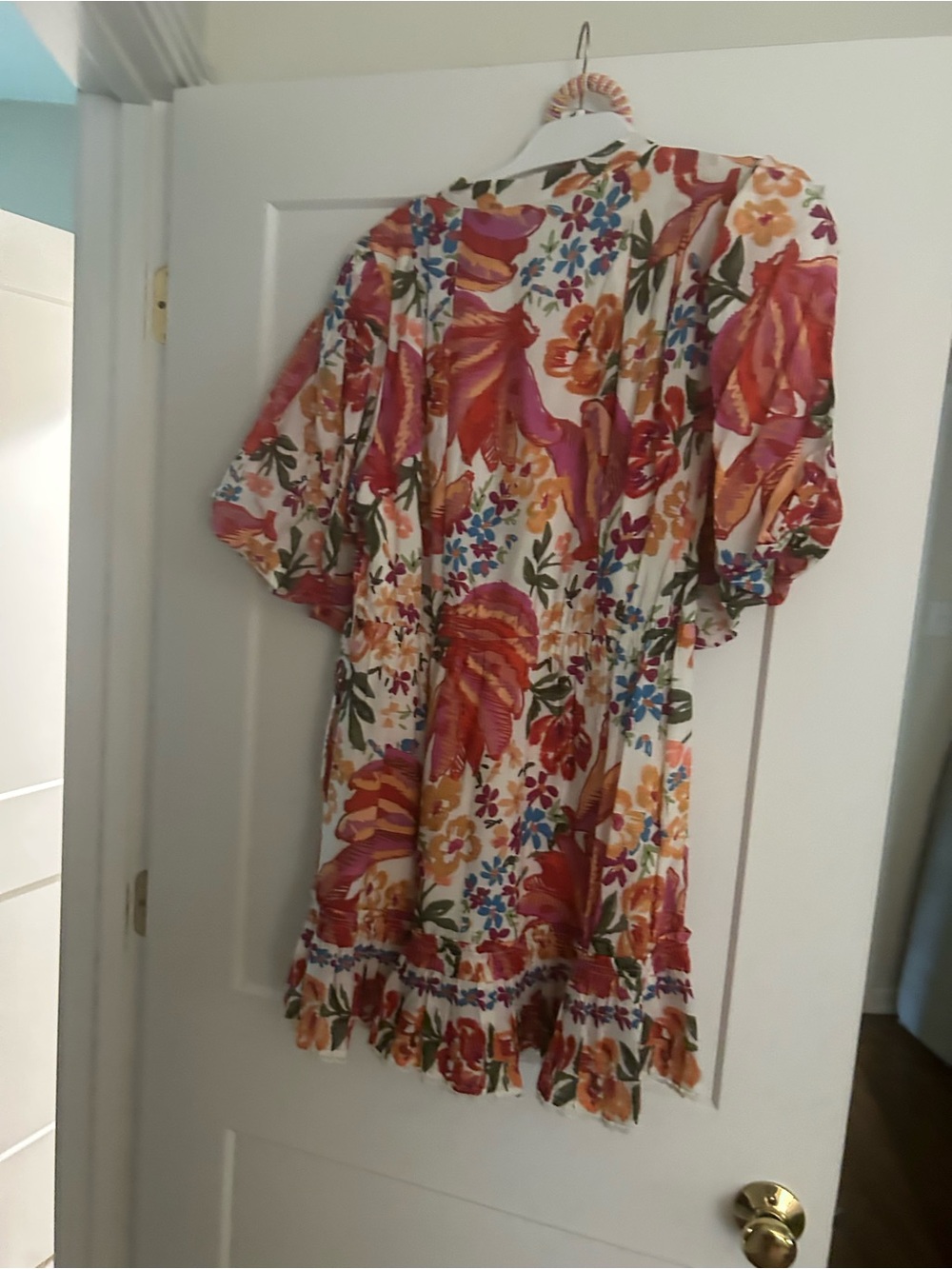 FARM Rio White Mini Dress with Pink, Orange & Blue Floral Print - Picture 3 of 3